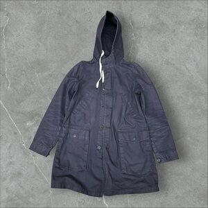 J. crew Jacket Men Small Navy Blue Hooded Parka Canvas Utility Field Toggle Coat